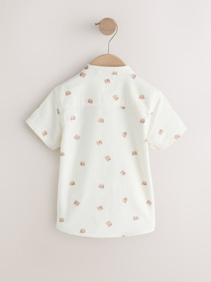 Dsiney Kidz - Ecru Bear All Over Print Short Sleeve Grandad Collar Printed Shirt (3mths-7yrs) image 5