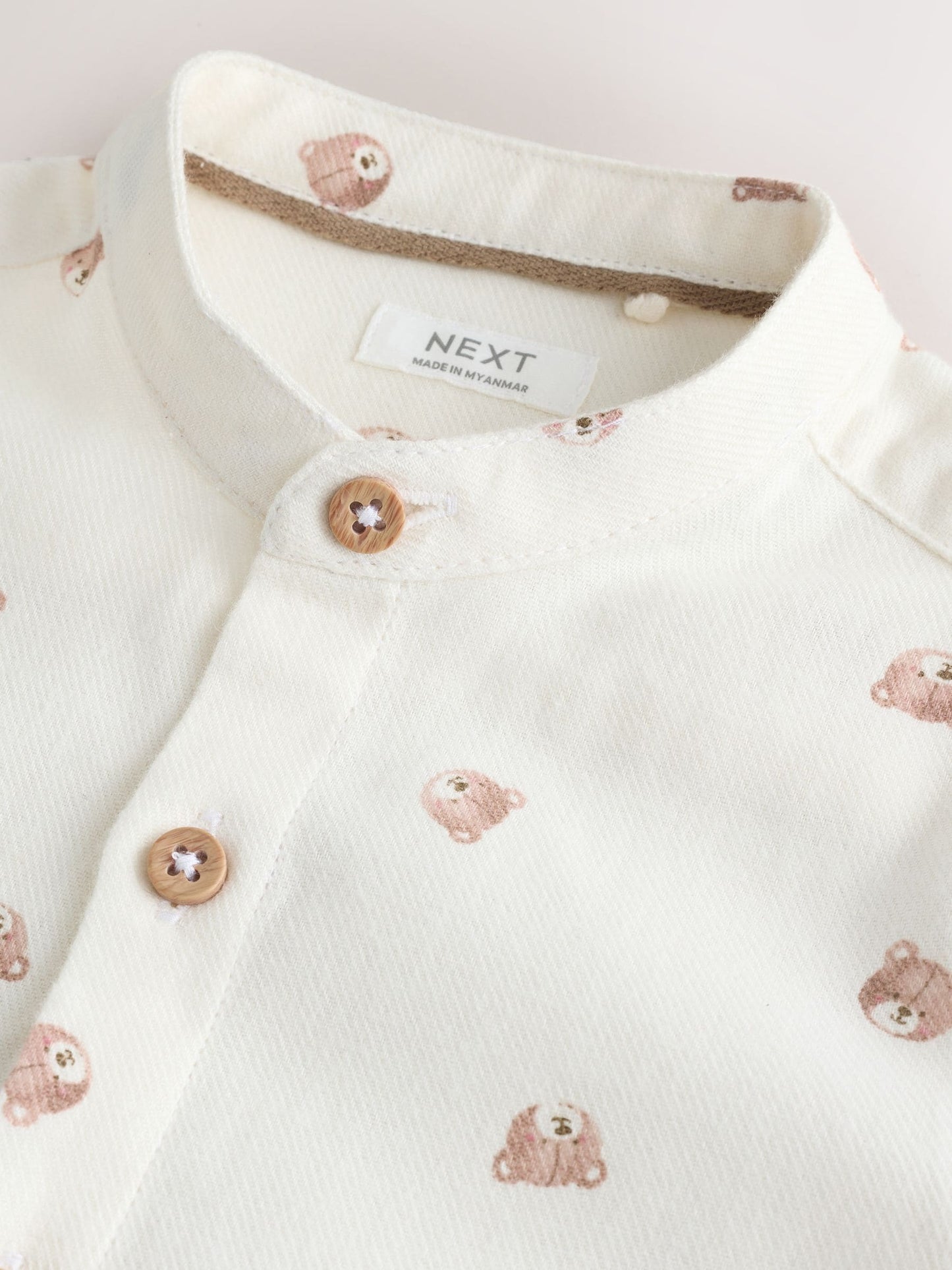 Dsiney Kidz - Ecru Bear All Over Print Short Sleeve Grandad Collar Printed Shirt (3mths-7yrs) image 6