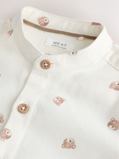 Dsiney Kidz - Ecru Bear All Over Print Short Sleeve Grandad Collar Printed Shirt (3mths-7yrs) image 6