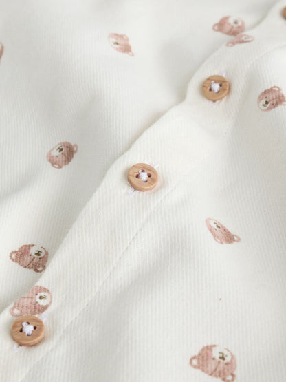 Dsiney Kidz - Ecru Bear All Over Print Short Sleeve Grandad Collar Printed Shirt (3mths-7yrs) image 7