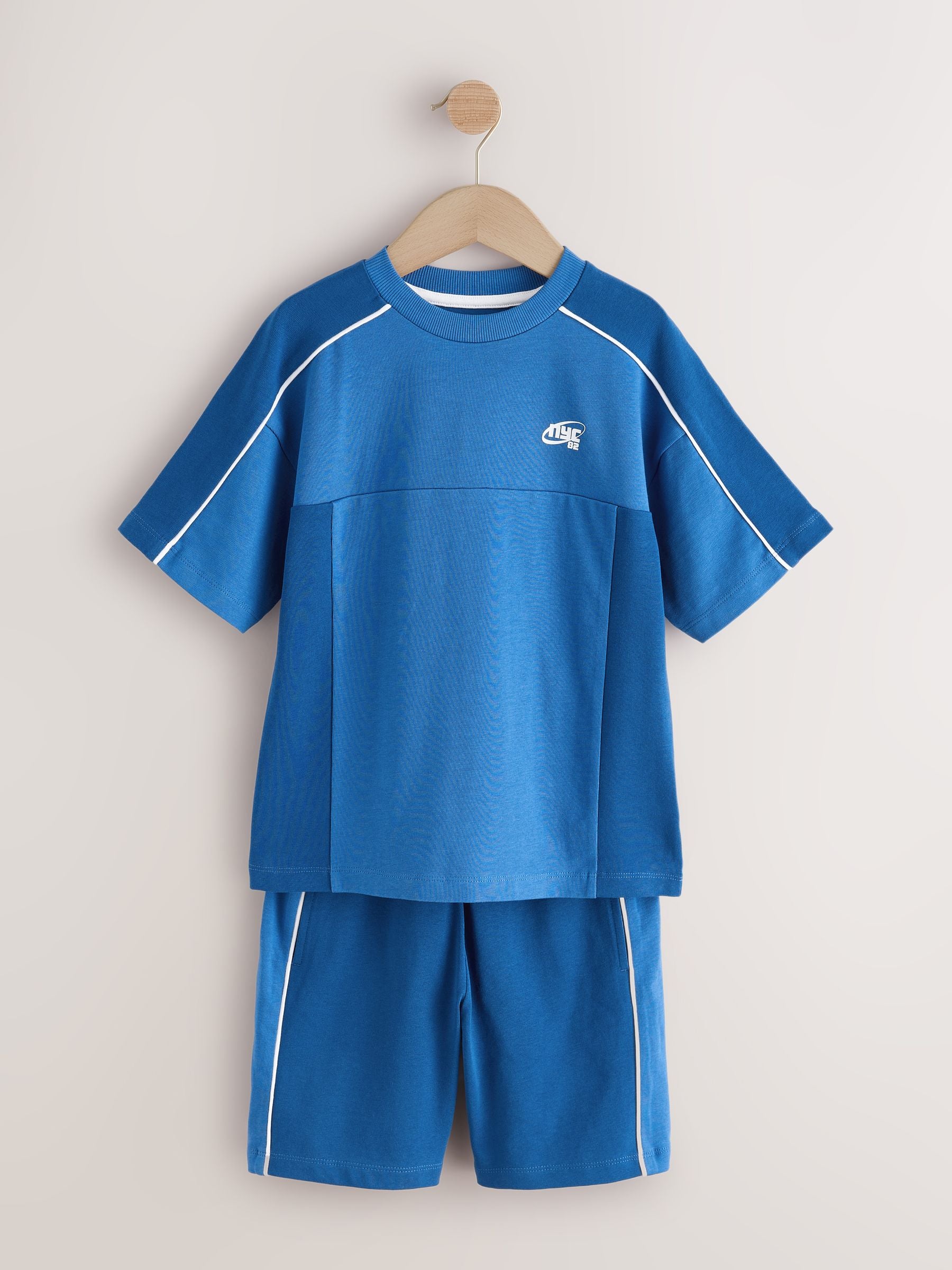 Dsiney Kidz - Blue Colourblock Short Sleeve T-Shirt and Shorts Set (3-16yrs) image 5