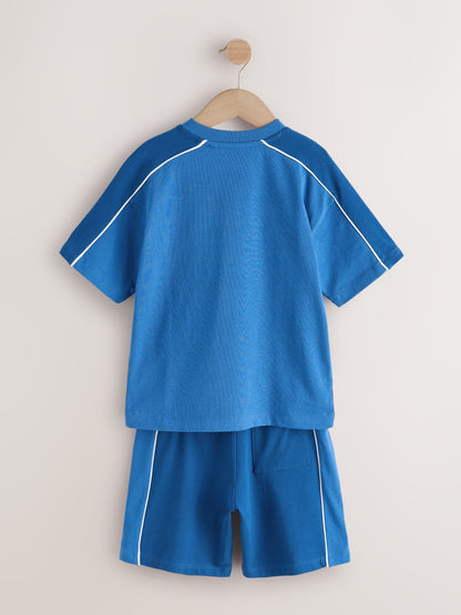 Dsiney Kidz - Blue Colourblock Short Sleeve T-Shirt and Shorts Set (3-16yrs) image 7