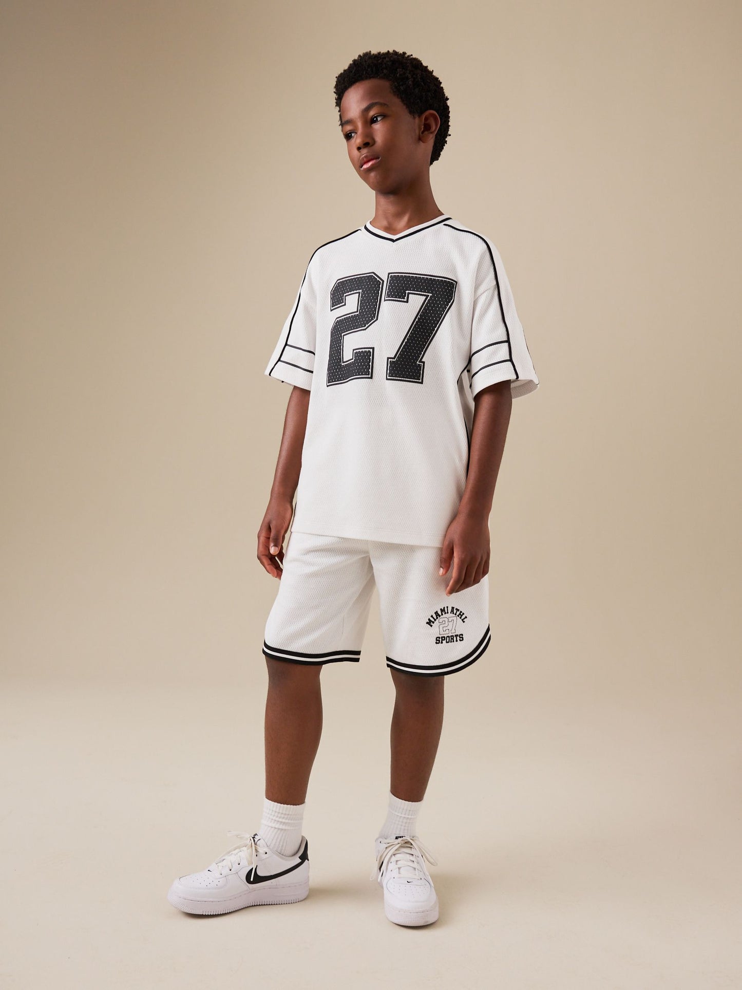 White Varsity T-Shirt and Shorts Set (3-16yrs) image 4
