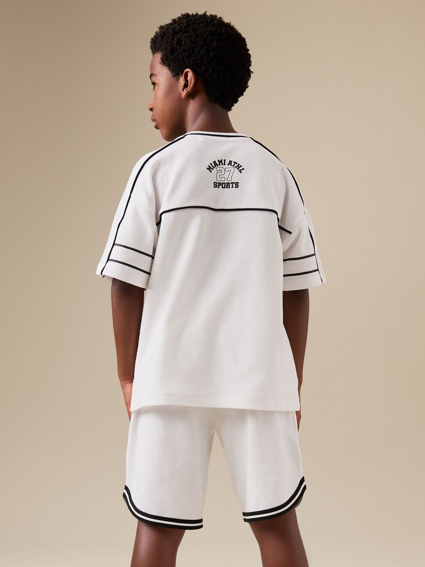 White Varsity T-Shirt and Shorts Set (3-16yrs) image 5
