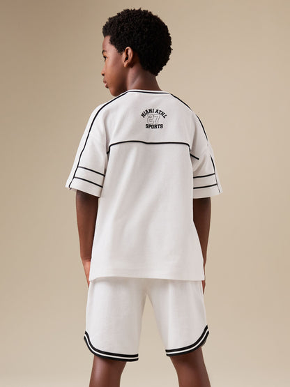 White Varsity T-Shirt and Shorts Set (3-16yrs) image 5