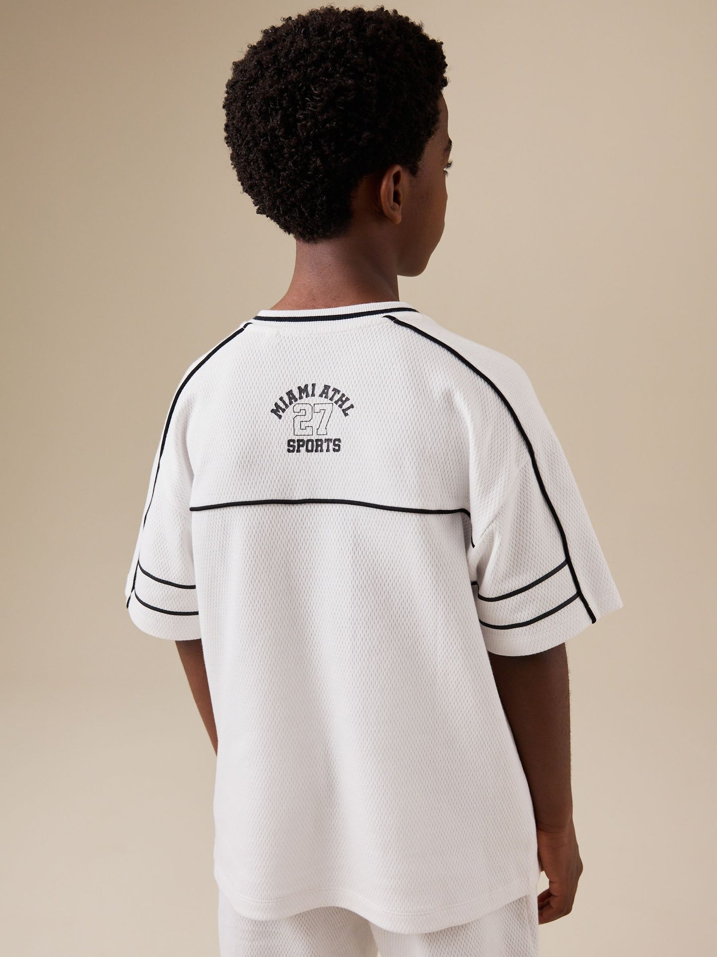 White Varsity T-Shirt and Shorts Set (3-16yrs) image 6