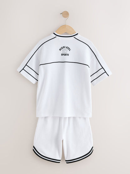White Varsity T-Shirt and Shorts Set (3-16yrs) image 11