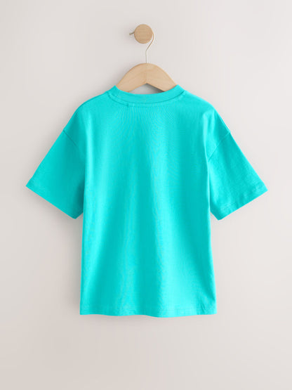 Dsiney Kidz - Aqua Blue Skull Short Sleeve Graphic T-Shirt (3-16yrs) image 5