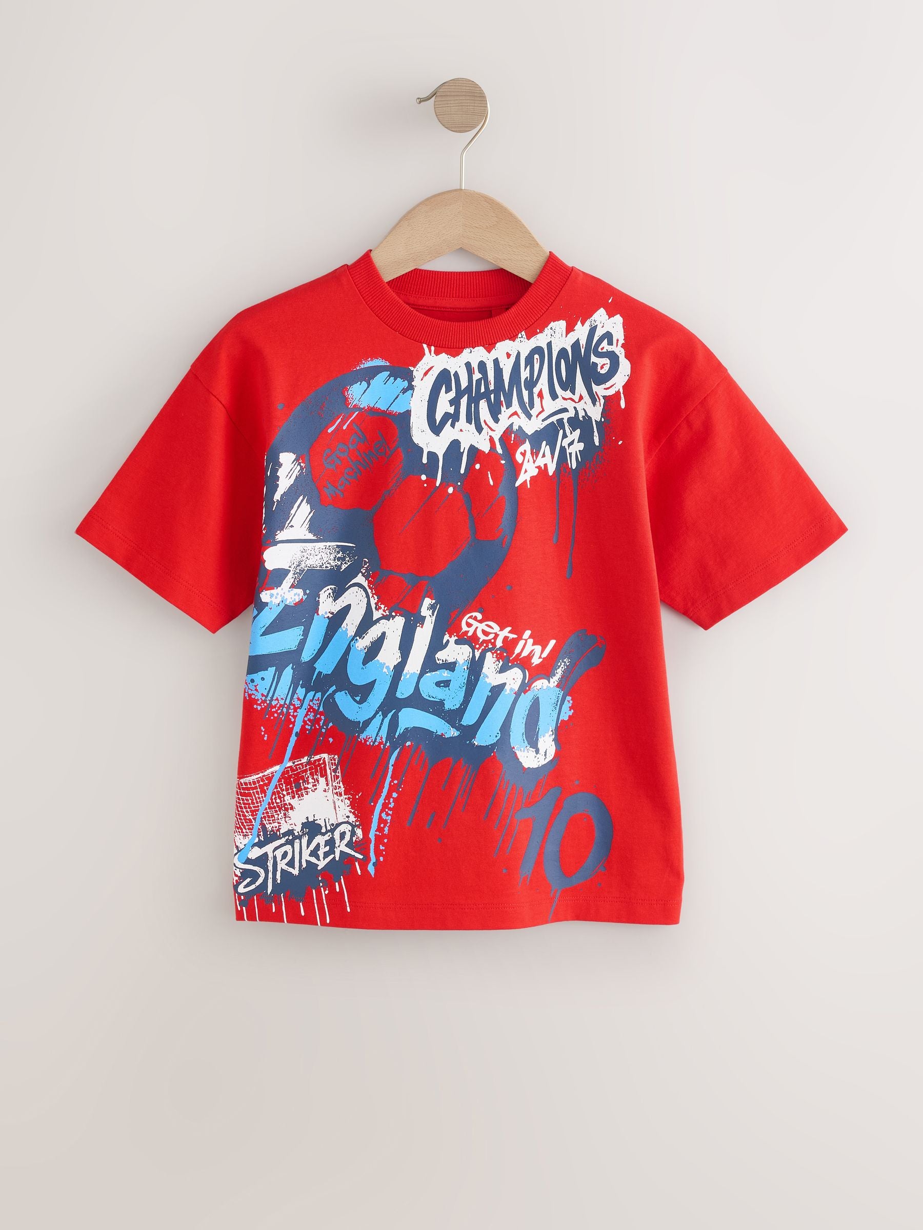 Dsiney Kidz - Red England Short Sleeve Graphic Football T-Shirt (3-16yrs) image 5