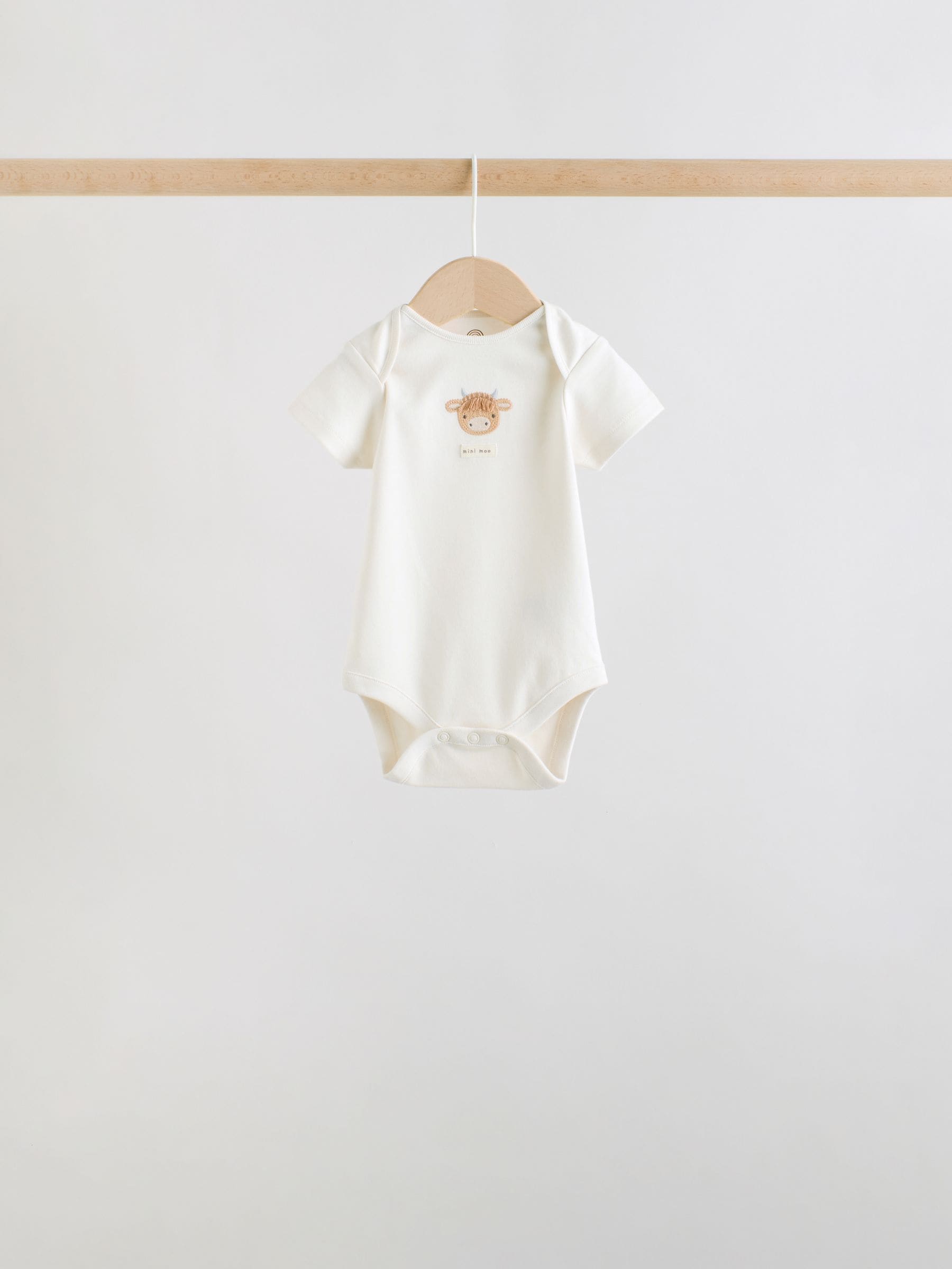Ecru White Short Sleeve Baby Bodysuits 5 Pack image 3