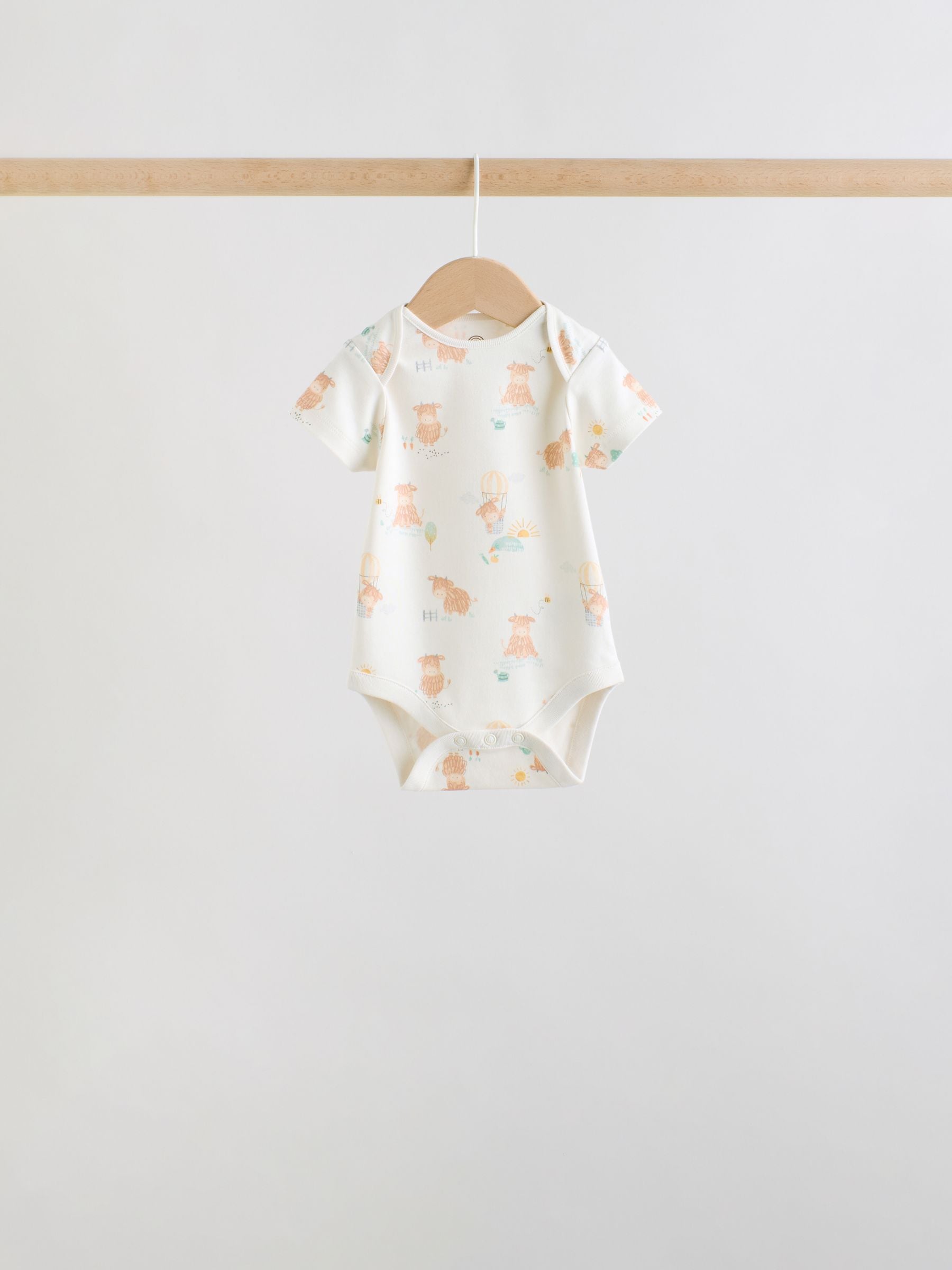Ecru White Short Sleeve Baby Bodysuits 5 Pack image 4