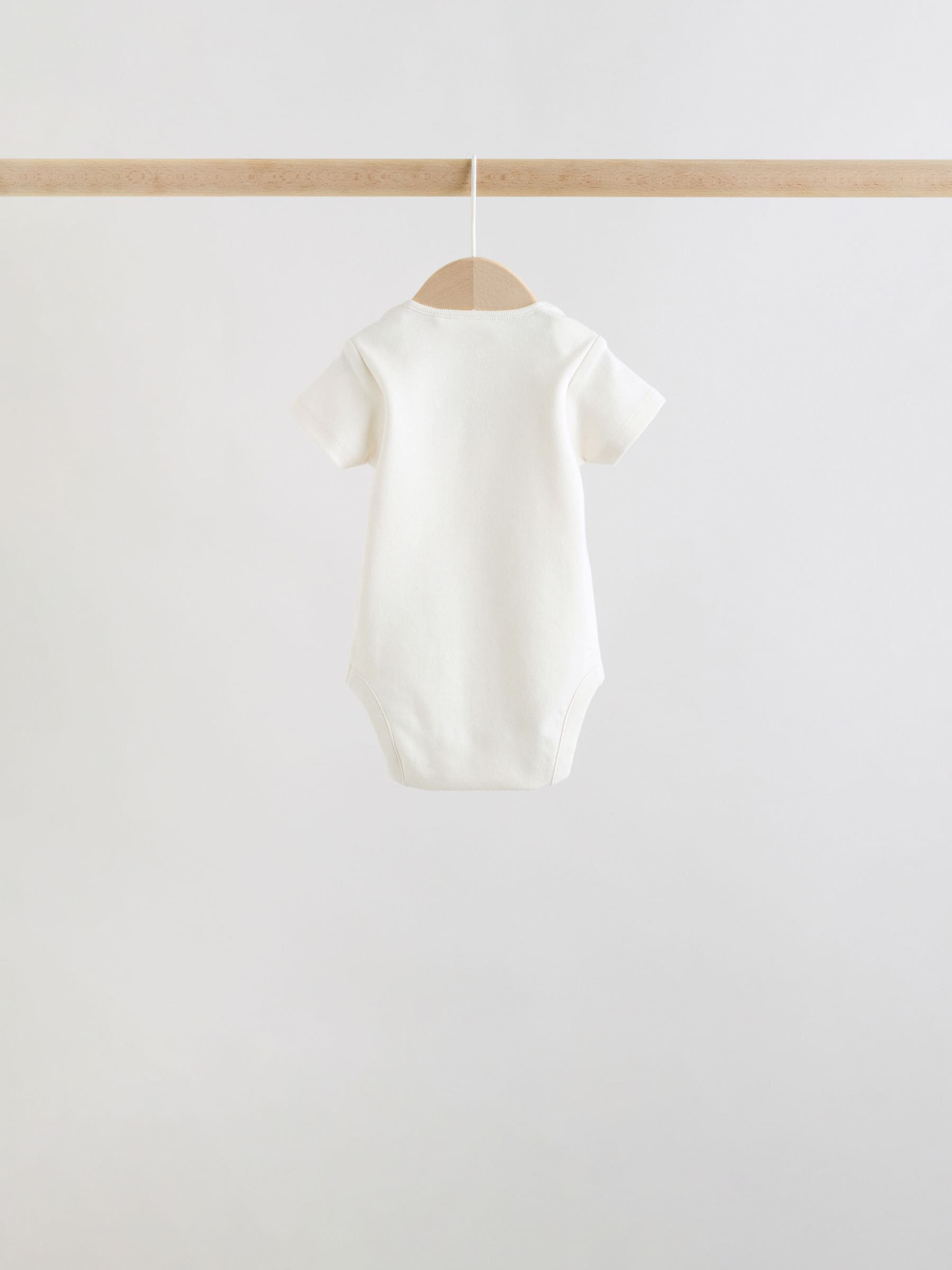 Ecru White Short Sleeve Baby Bodysuits 5 Pack image 5