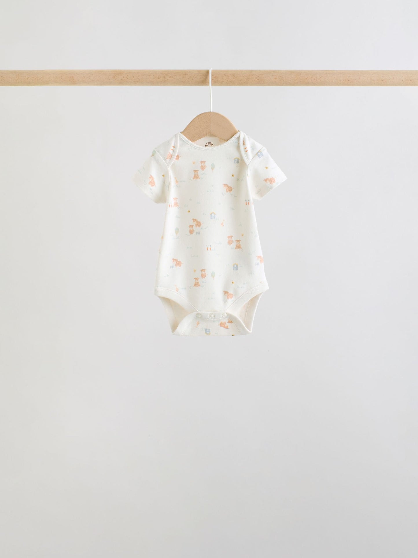 Ecru White Short Sleeve Baby Bodysuits 5 Pack image 7