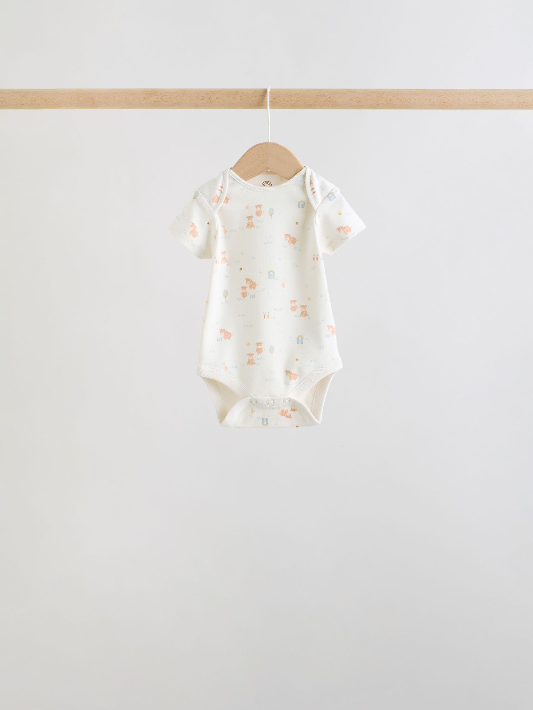 Ecru White Short Sleeve Baby Bodysuits 5 Pack image 7