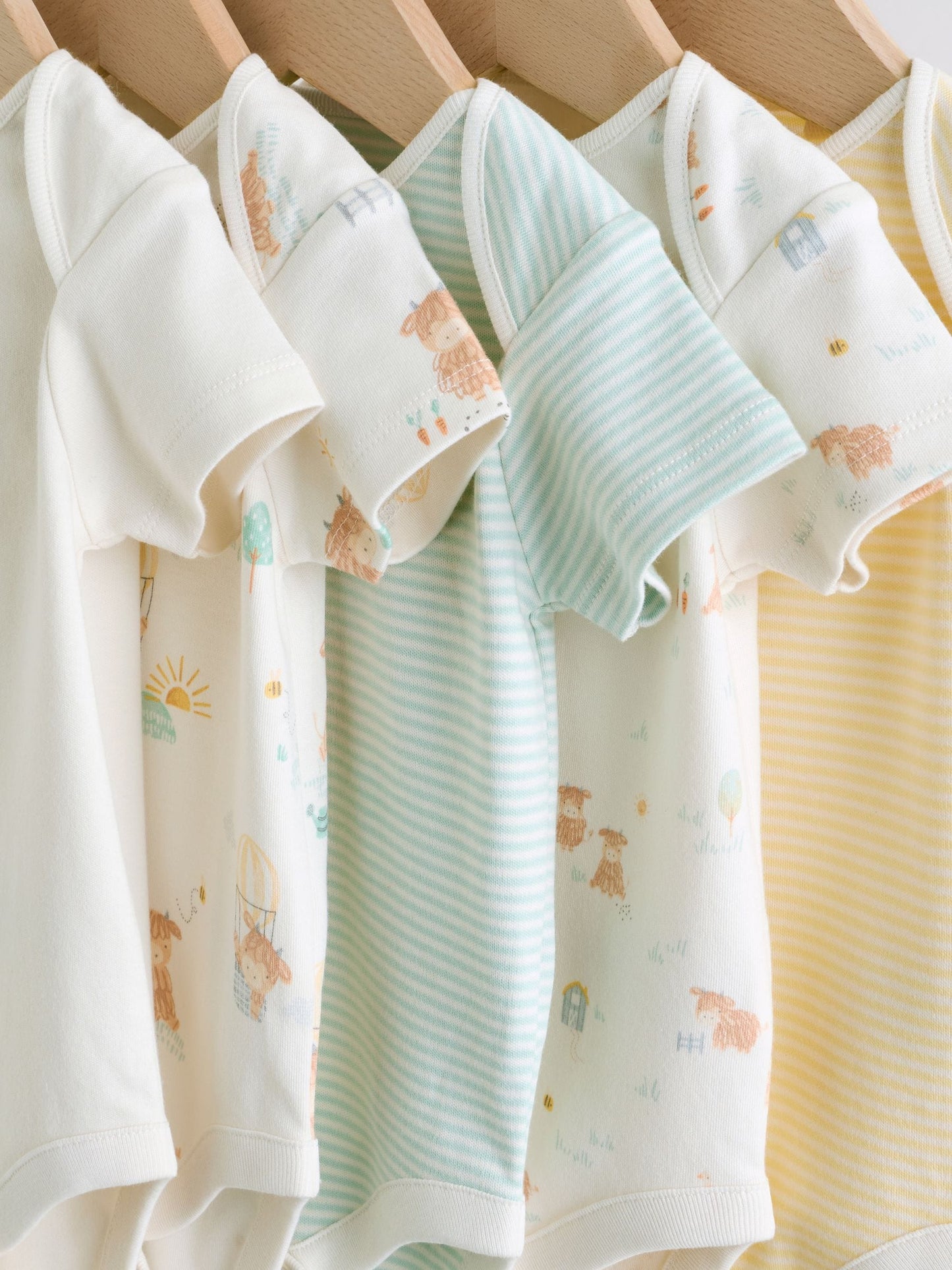 Ecru White Short Sleeve Baby Bodysuits 5 Pack image 9