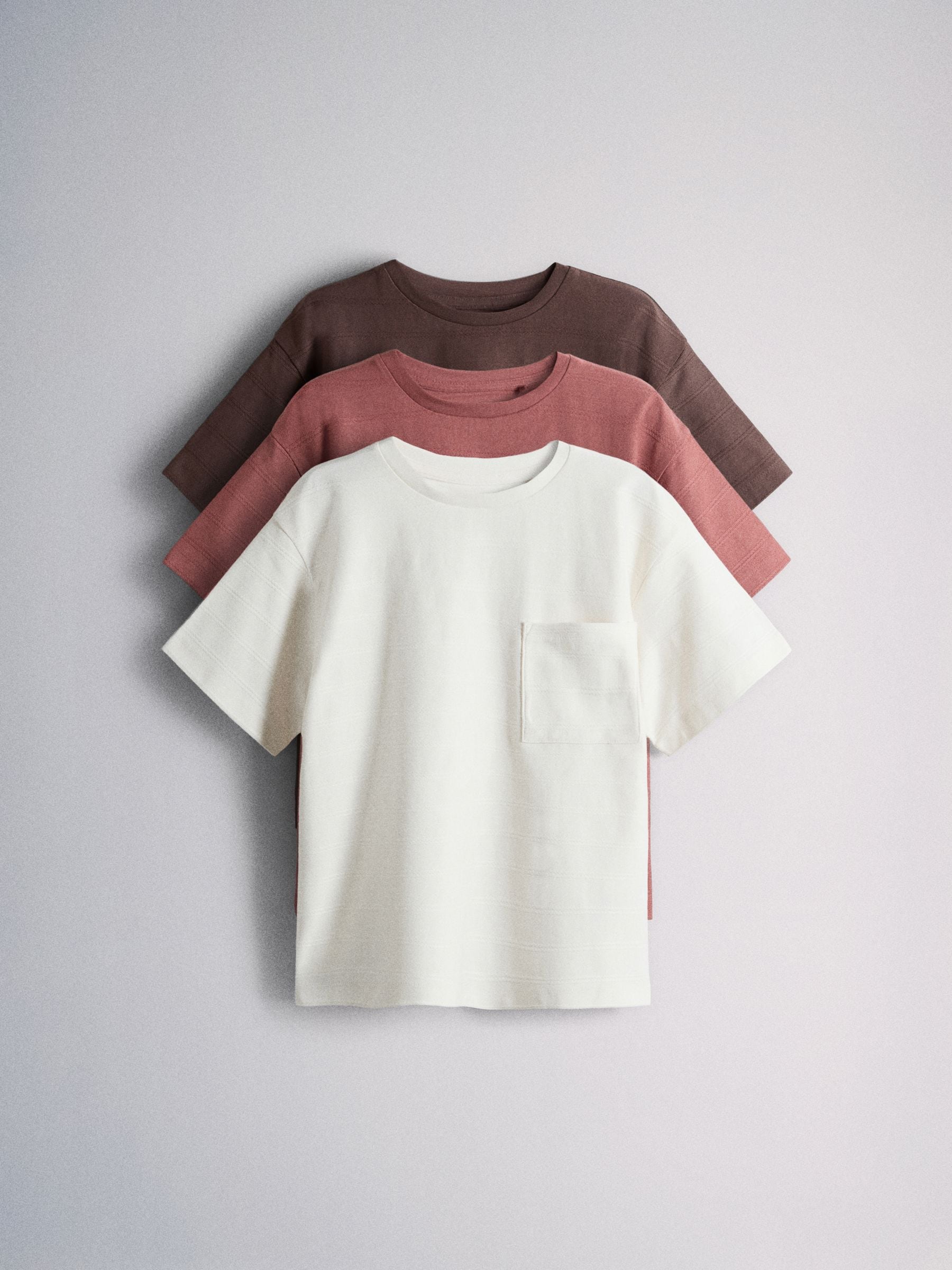 Dsiney Kidz - The Set 3 Pack Textured Jersey Oversized Short Sleeve T-Shirts Brown/Cream/Rust image 1