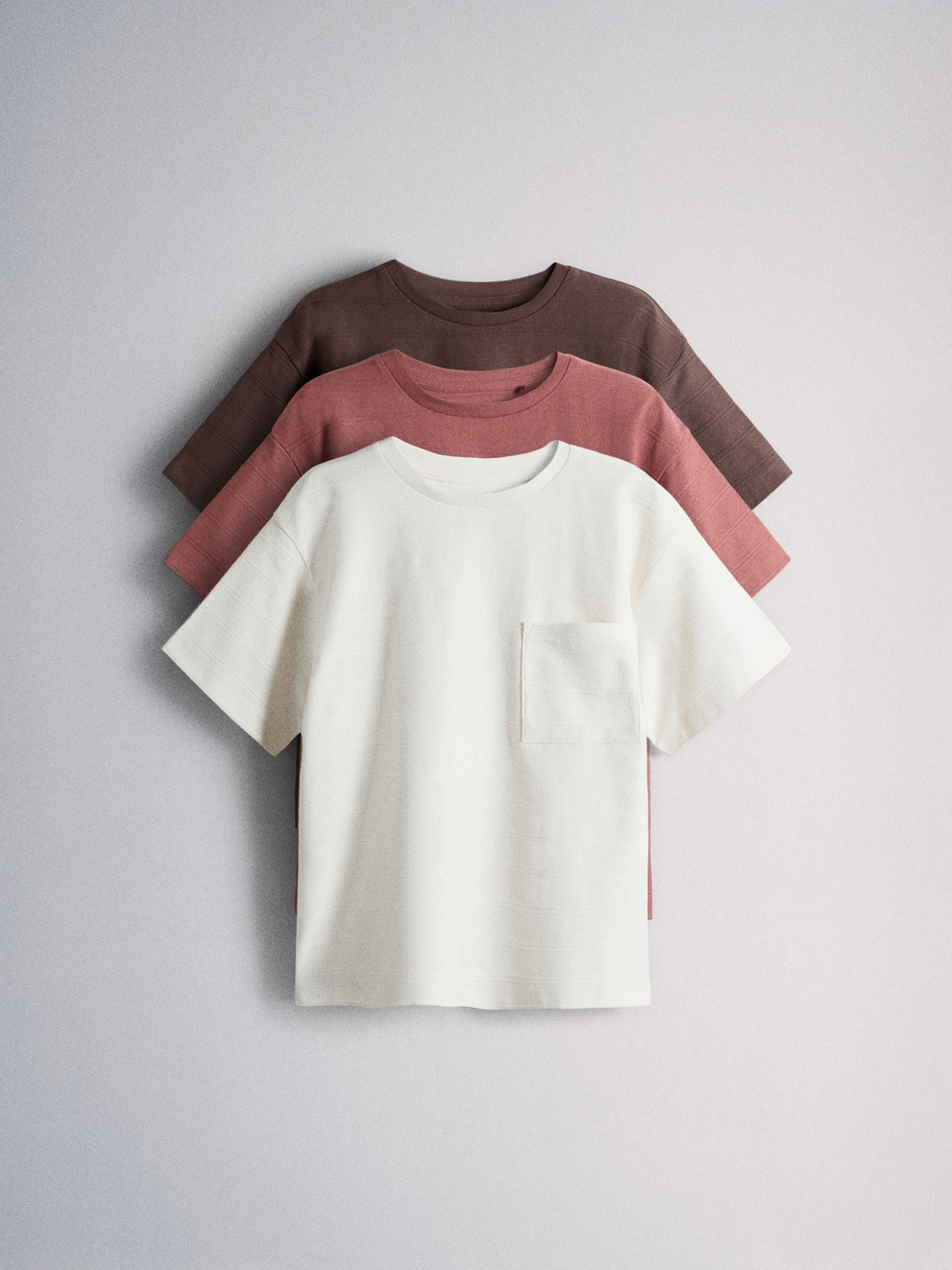 Dsiney Kidz - The Set 3 Pack Textured Jersey Oversized Short Sleeve T-Shirts Brown/Cream/Rust image 1