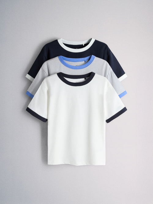 Dsiney Kidz - The Set 3 Pack Oversized Short Sleeve Contrast Trim T-Shirts Blue/Navy/Cobalt/White image 1