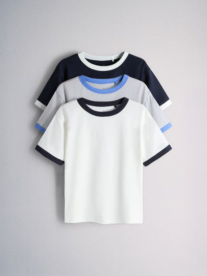 Dsiney Kidz - The Set 3 Pack Oversized Short Sleeve Contrast Trim T-Shirts Blue/Navy/Cobalt/White image 1
