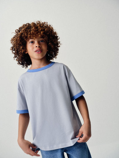 Dsiney Kidz - The Set 3 Pack Oversized Short Sleeve Contrast Trim T-Shirts Blue/Navy/Cobalt/White image 5