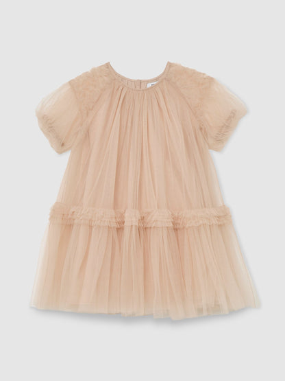 Reiss Neutral Tallulah 9-13 yrs Tulle Ruffle-Detail Dress image 2