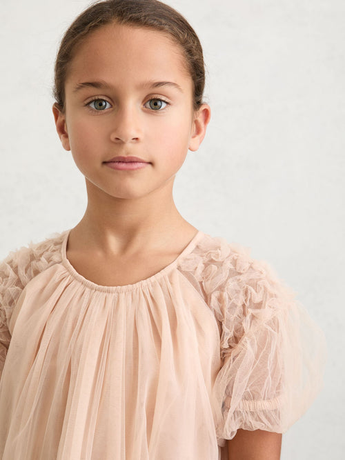 Reiss Neutral Tallulah 9-13 yrs Tulle Ruffle-Detail Dress image 1