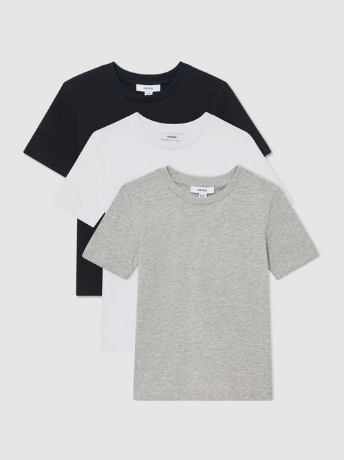 Reiss White/Navy/Grey Bless 3 Pack 3-9 yrs 3 Pack Cotton Crew-Neck T-Shirts image 1