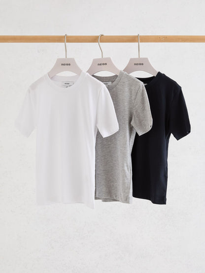 Reiss White/Navy/Grey Bless 3 Pack 3-9 yrs 3 Pack Cotton Crew-Neck T-Shirts image 2