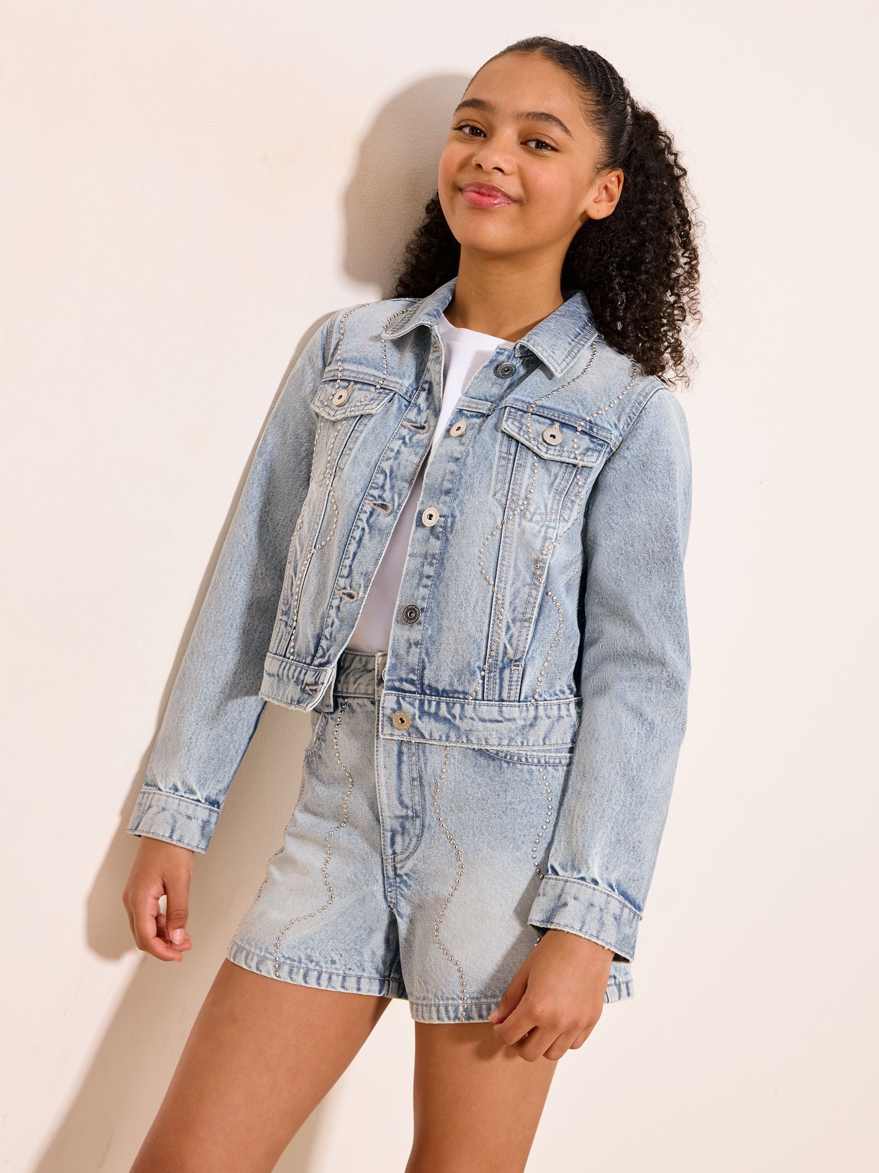 Dsiney Kidz - Lipsy Light Wash Blue Embellished Denim Jacket (5-16yrs) image 2