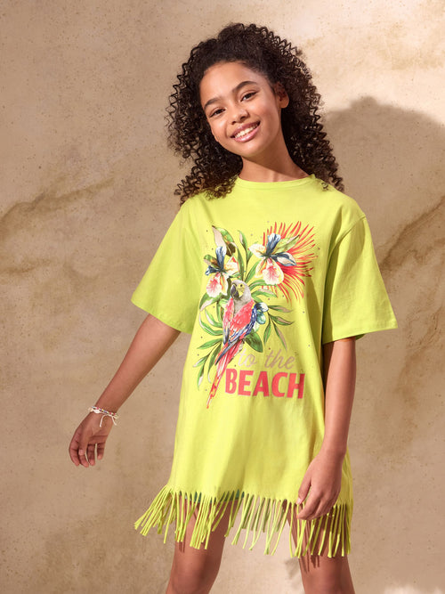 Dsiney Kidz - Lipsy Lime Green Jersey T-Shirt Kaftan (5-16yrs) image 1