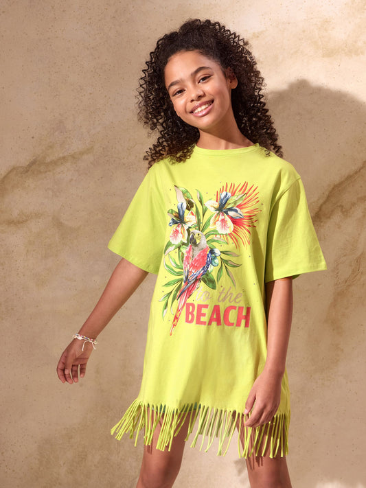Dsiney Kidz - Lipsy Lime Green Jersey T-Shirt Kaftan (5-16yrs) image 1