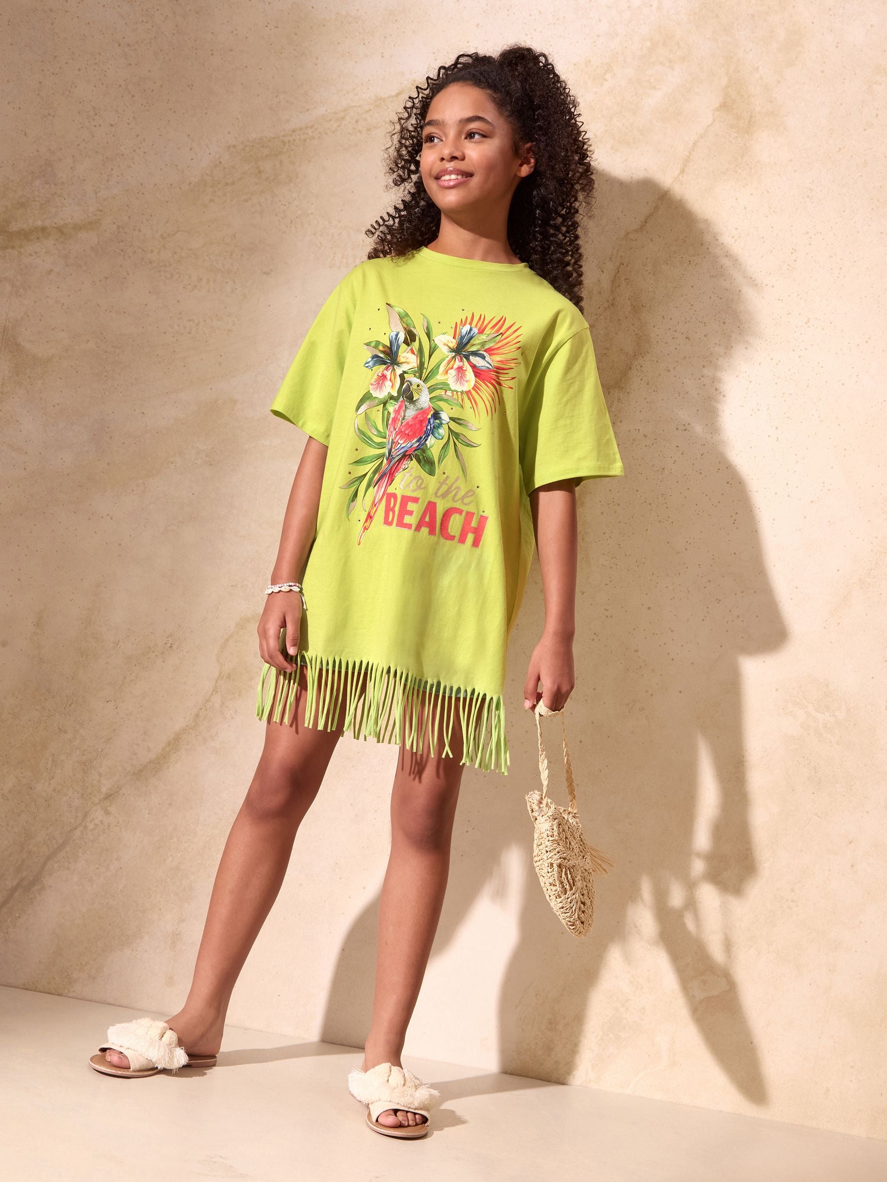 Dsiney Kidz - Lipsy Lime Green Jersey T-Shirt Kaftan (5-16yrs) image 2