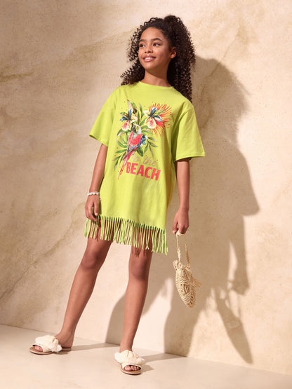 Dsiney Kidz - Lipsy Lime Green Jersey T-Shirt Kaftan (5-16yrs) image 2