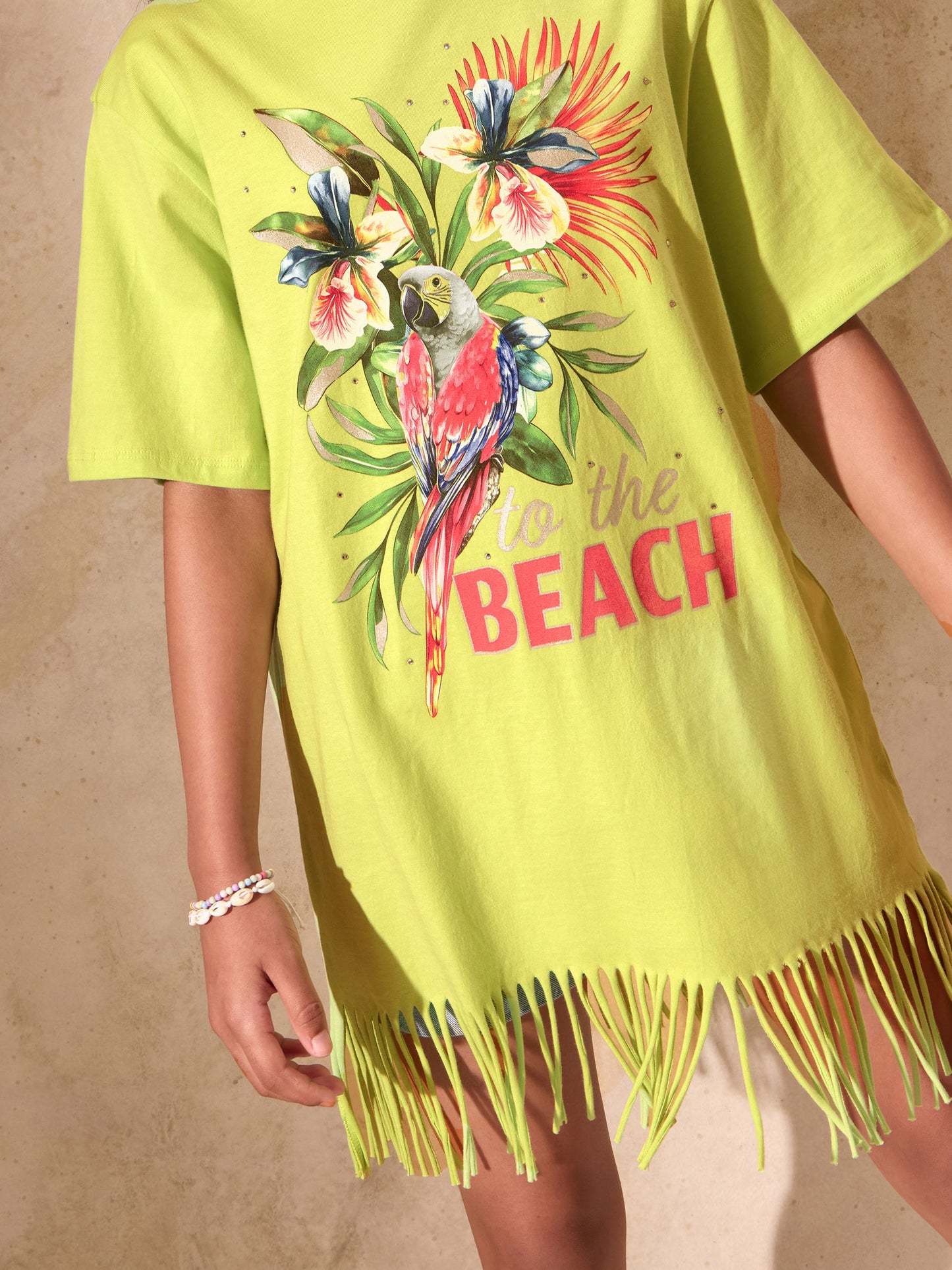Dsiney Kidz - Lipsy Lime Green Jersey T-Shirt Kaftan (5-16yrs) image 3