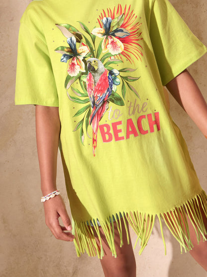 Dsiney Kidz - Lipsy Lime Green Jersey T-Shirt Kaftan (5-16yrs) image 3