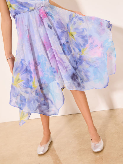 Lipsy Purple Floral Hanky Hem Halter Occasion Dress (5-16yrs) image 4