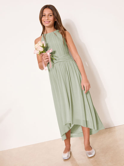 Lipsy Sage Green Teen Bow Waist Occasion Dress (7-16yrs) image 3