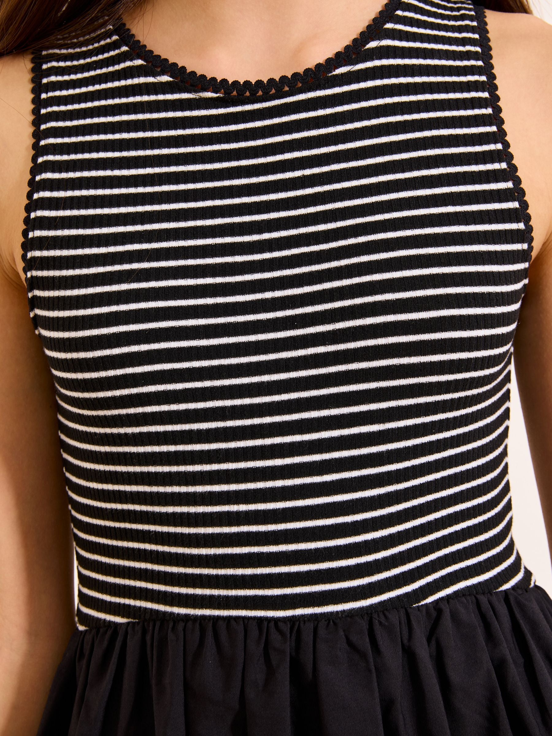 Lipsy Black/White 2-in-1 Striped Puffball Dress (5-16yrs) image 2
