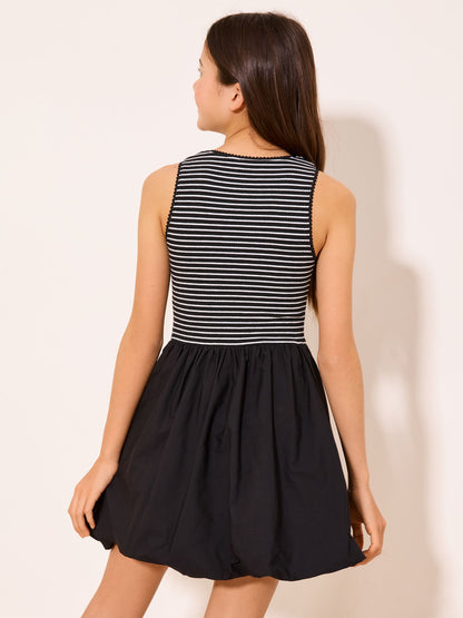 Lipsy Black/White 2-in-1 Striped Puffball Dress (5-16yrs) image 4