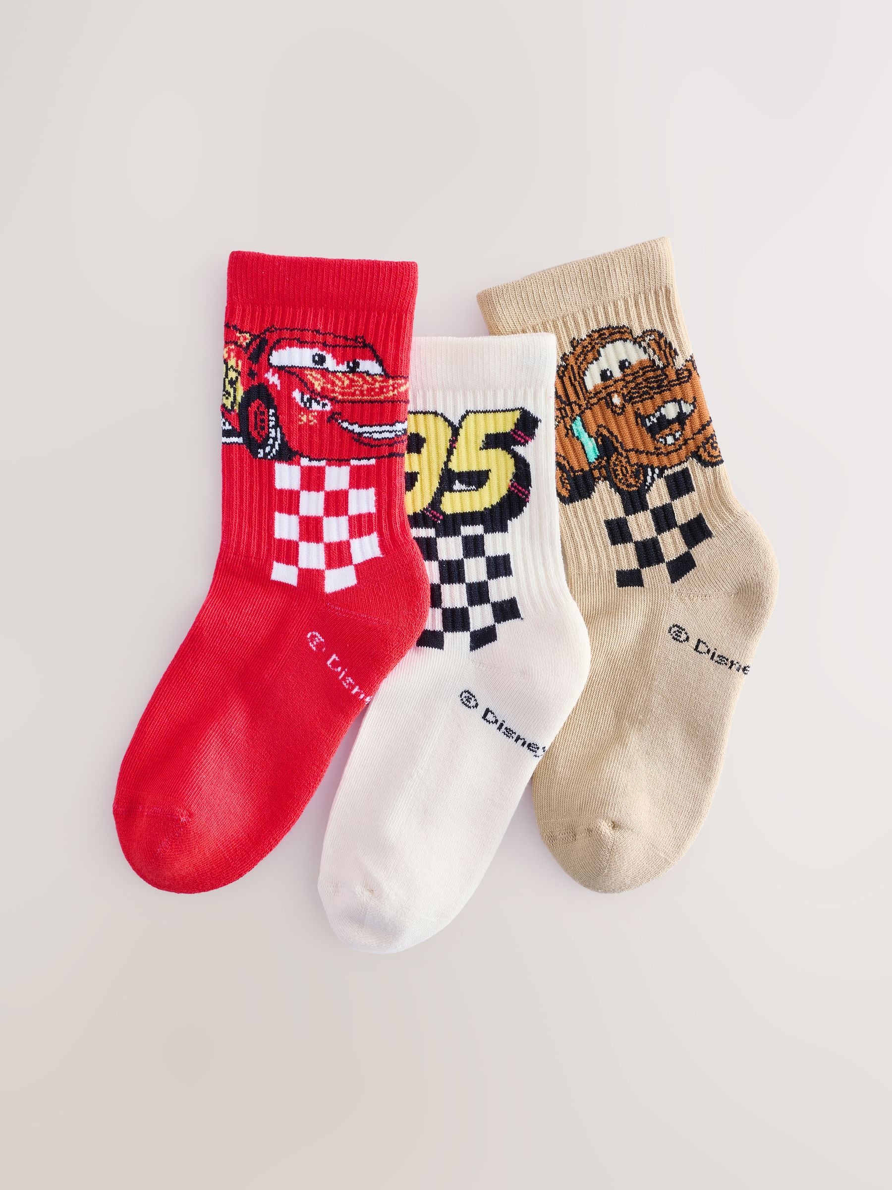 Dsiney Kidz - Disney Cars License Cotton Rich Ribbed Sports Socks 3 Pack image 1