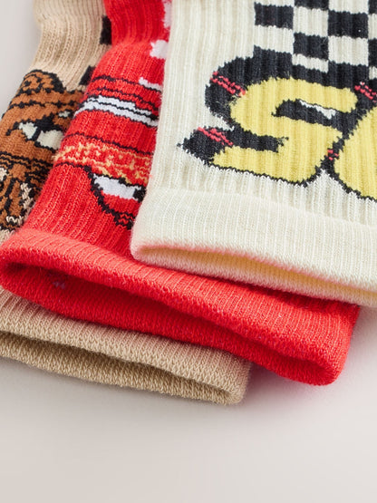 Dsiney Kidz - Disney Cars License Cotton Rich Ribbed Sports Socks 3 Pack image 3