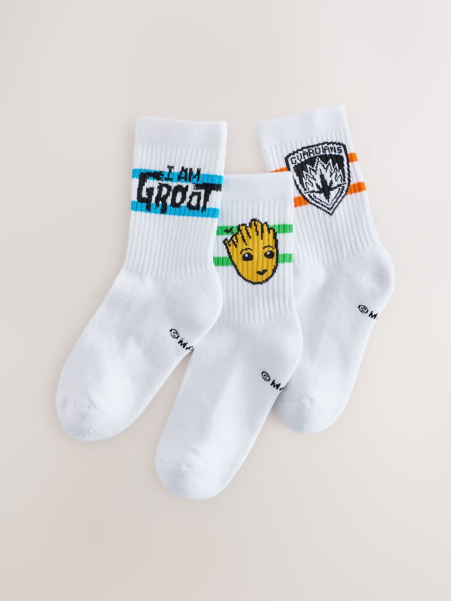 Dsiney Kidz - Marvel Groot License Cotton Rich Ribbed Sports Socks 3 Pack image 1