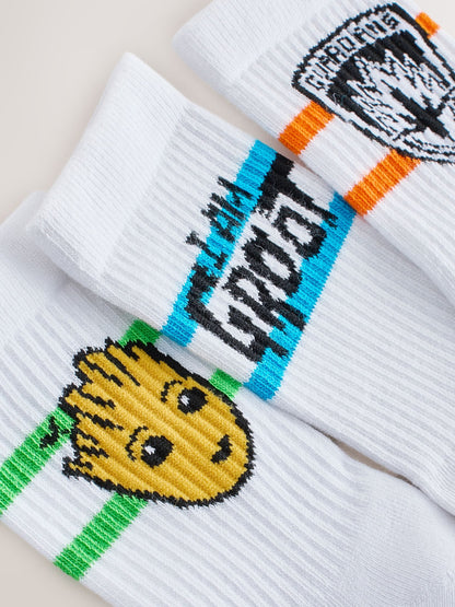 Dsiney Kidz - Marvel Groot License Cotton Rich Ribbed Sports Socks 3 Pack image 2