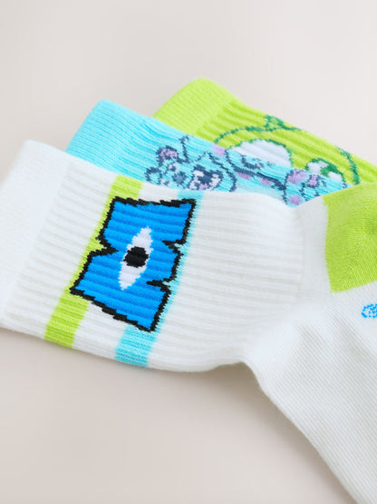 Dsiney Kidz - Monsters Inc License Cotton Rich Ribbed Sports Socks 3 Pack image 2