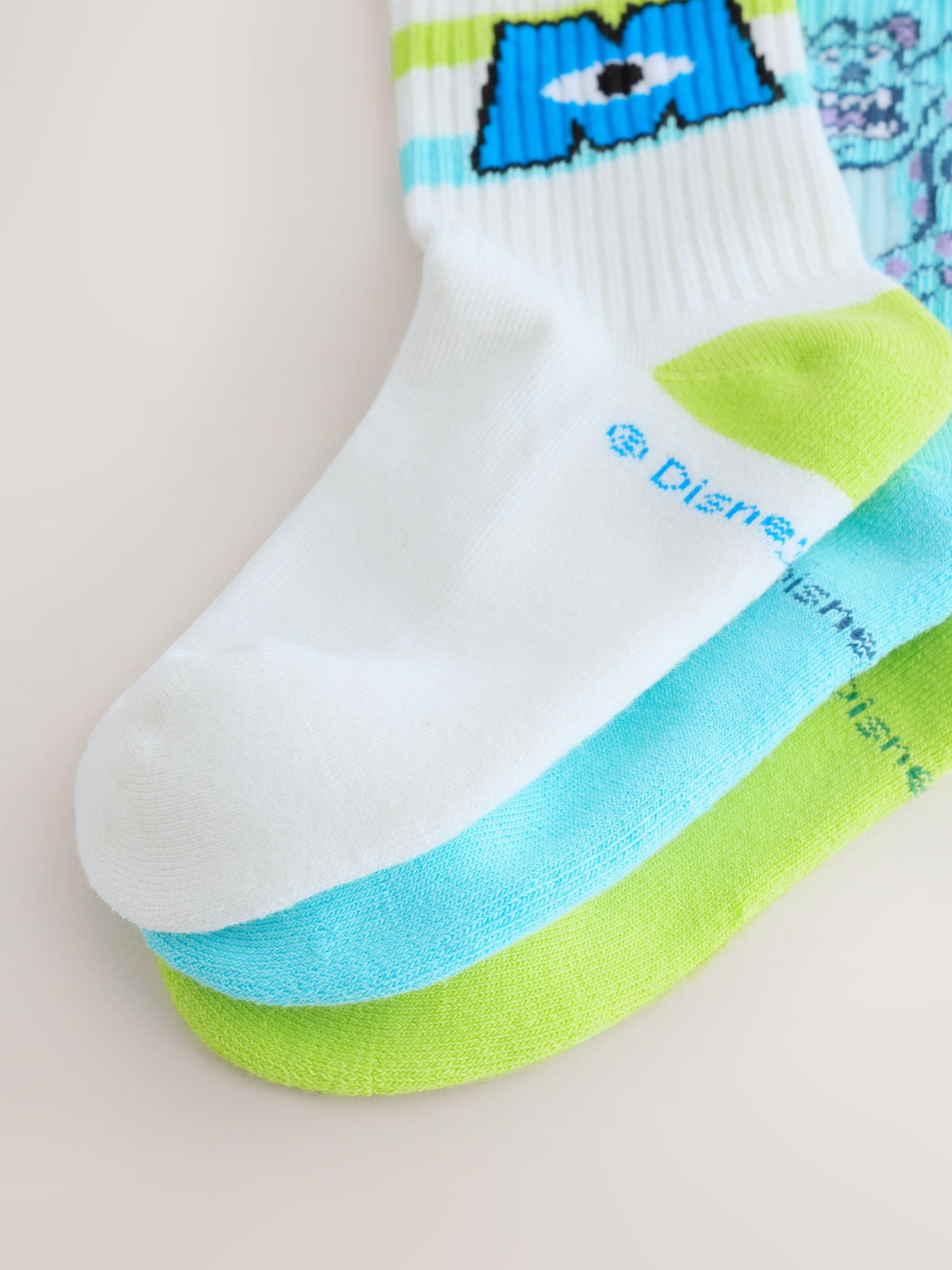 Dsiney Kidz - Monsters Inc License Cotton Rich Ribbed Sports Socks 3 Pack image 3