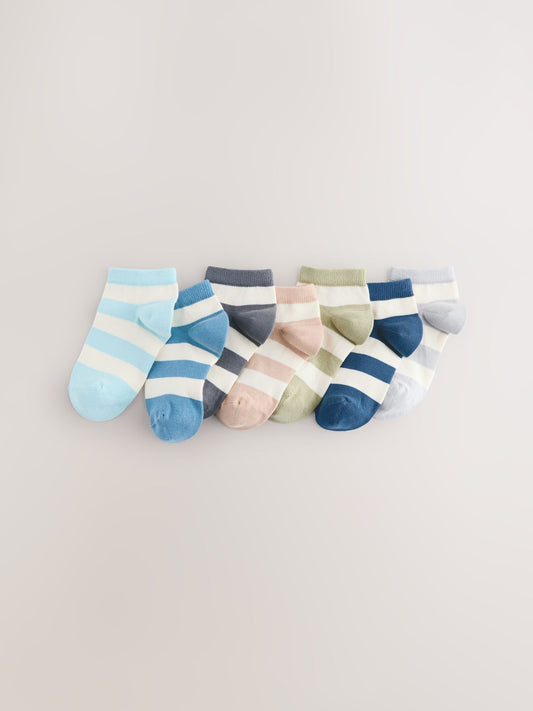 Multi Stripe Cotton Rich Trainer Socks 7 Pack image 1