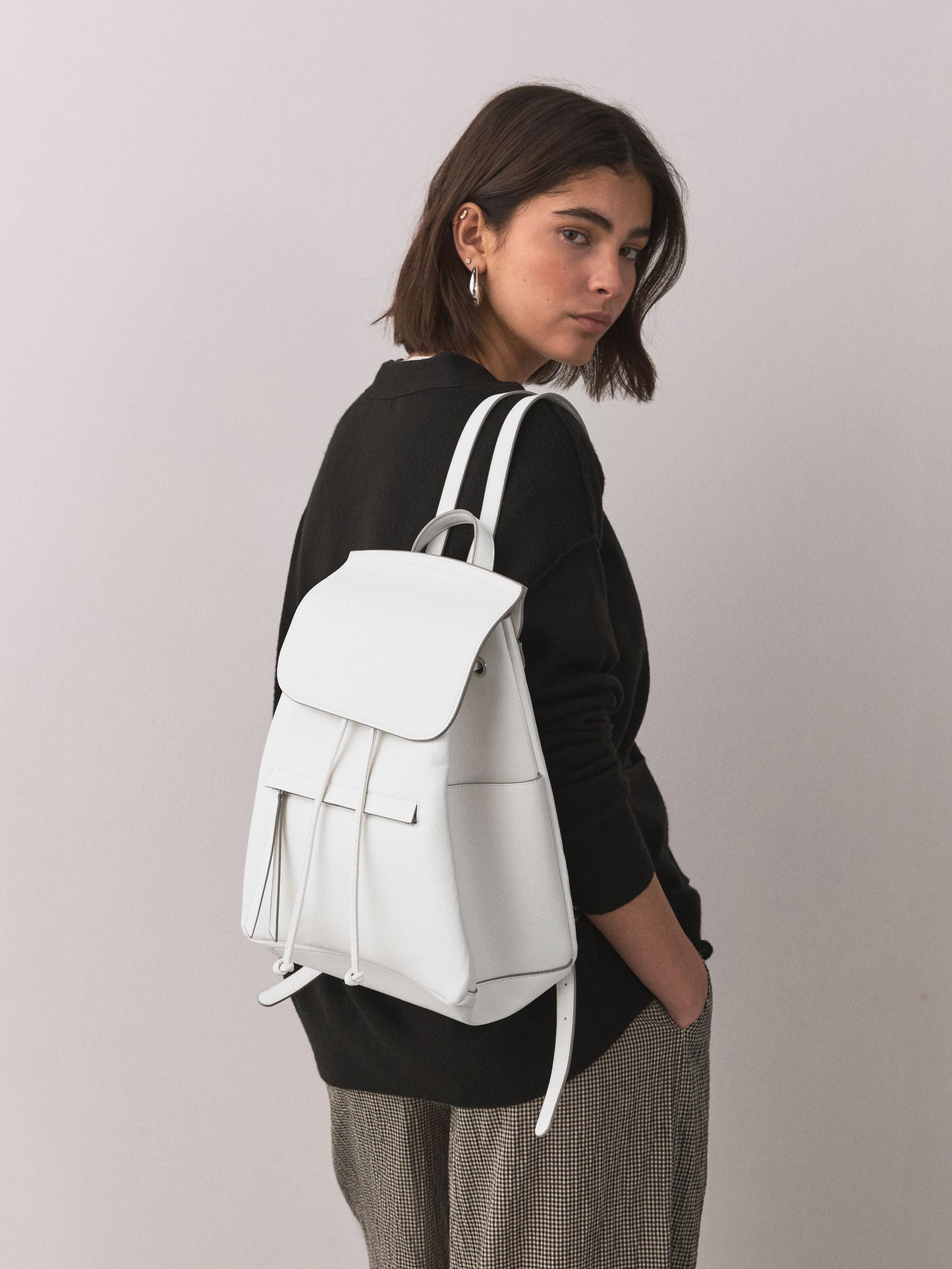 White Front Pocket Rucksack image 1