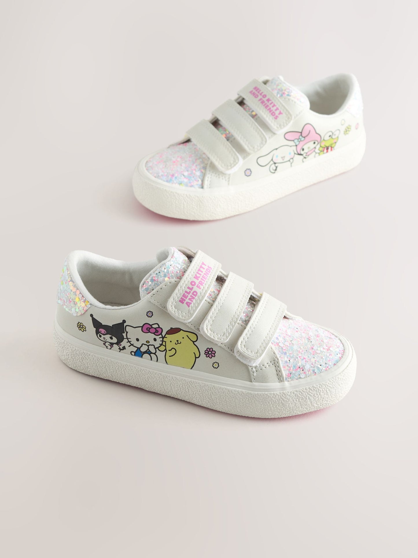 White Wide Fit (G) Hello Kitty & Friends Touch Close Fastening Trainers image 1
