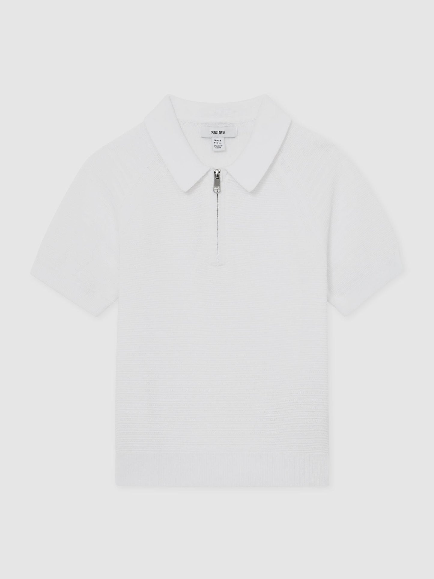 Dsiney Kidz - Reiss Optic White Estate 3-9 yrs Textured-Knit Half-Zip Polo Shirt image 2