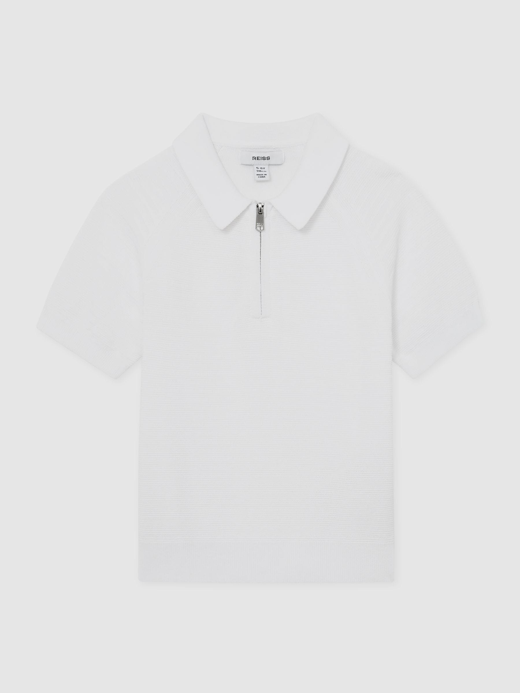Dsiney Kidz - Reiss Optic White Estate 3-9 yrs Textured-Knit Half-Zip Polo Shirt image 2